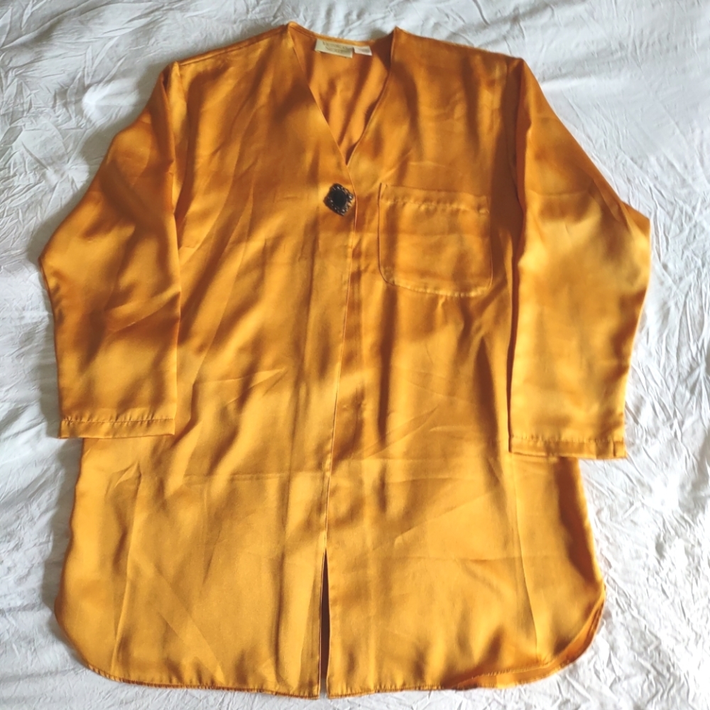 Victoria's Secret Vintage Gold Label Sleep Shirt Sleepwear Satin Lingerie 90's
